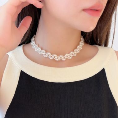 OKBA58794纯手工编织仿珍珠氛围感时尚减龄颈链
标签:穿珠链  单层链||仿珍珠
