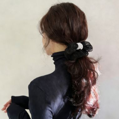 2026韩国饰品图片:OKBA59162蕾丝黑色低调奢华百搭大肠圈