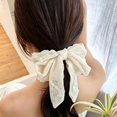 OKBA59557高级感华夫格蕾丝可卸飘带气质韩国蝴蝶结发圈大肠圈
标签:发圈发绳||蝴蝶结  布艺